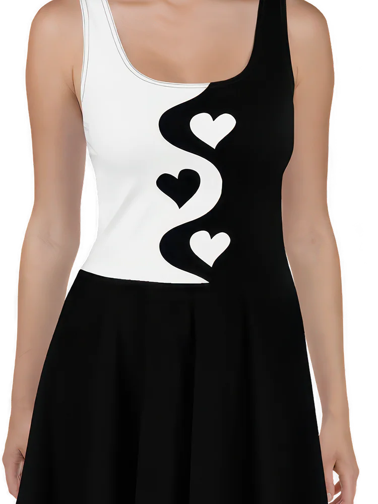 Split Black and White Hearts Dress product image (2)