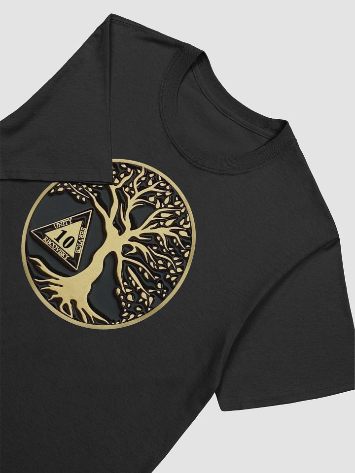 Twisted Tree of Life 10th Year Sobriety Black & Gold Medallion | Recovery T-Shirt Inspiring Sobriety product image (2)