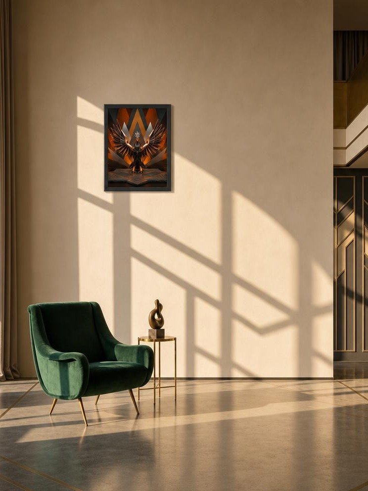 Radiant Geometric Phoenix Framed Poster - Neo-Deco Luxury Wall Art product image (5)