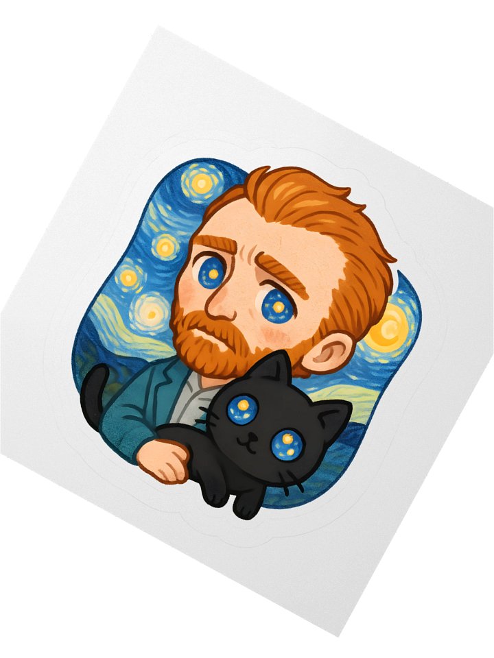 Starry Night Cat Kiss Cut Stickers product image (6)