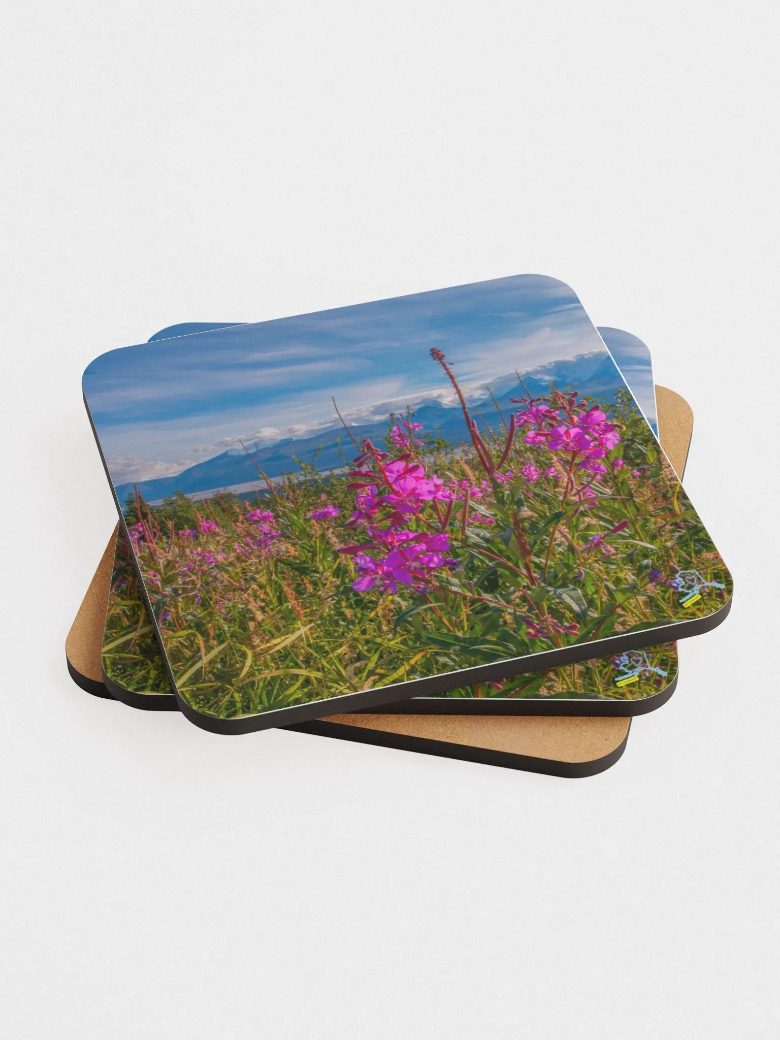 Delta River Fireweed Gloss Cork Coasters product image (1)