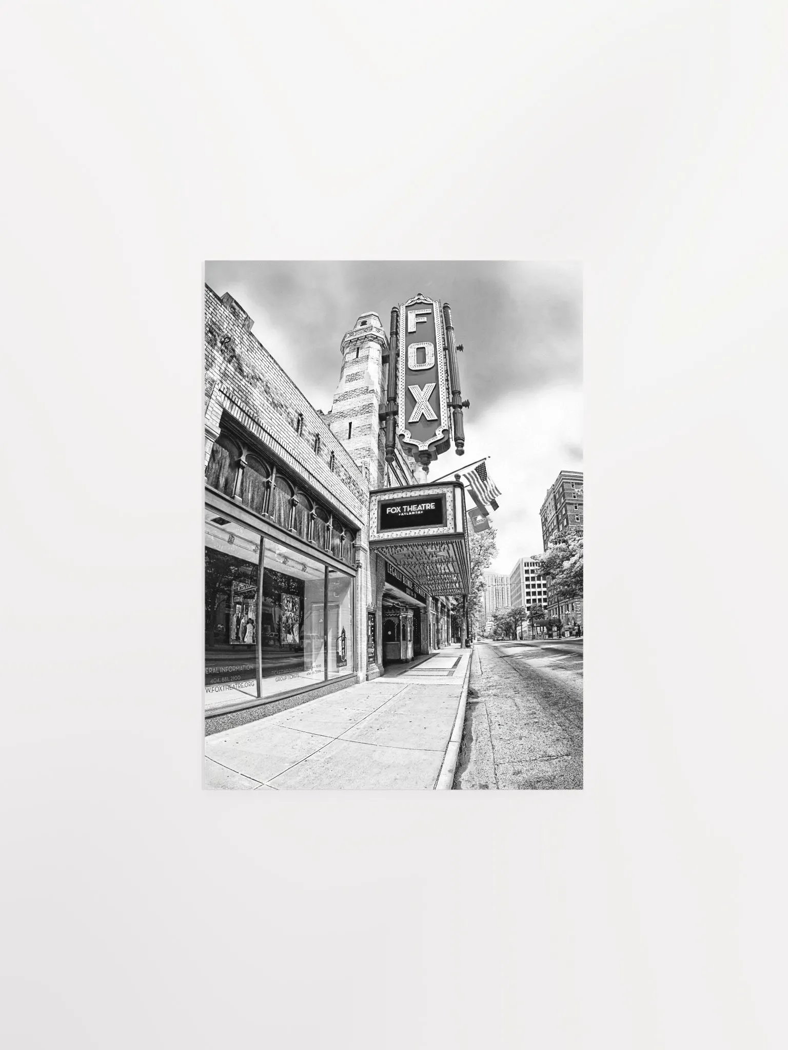 The Fox Theatre – Atlanta Black And White Studio Art Print product image (1)