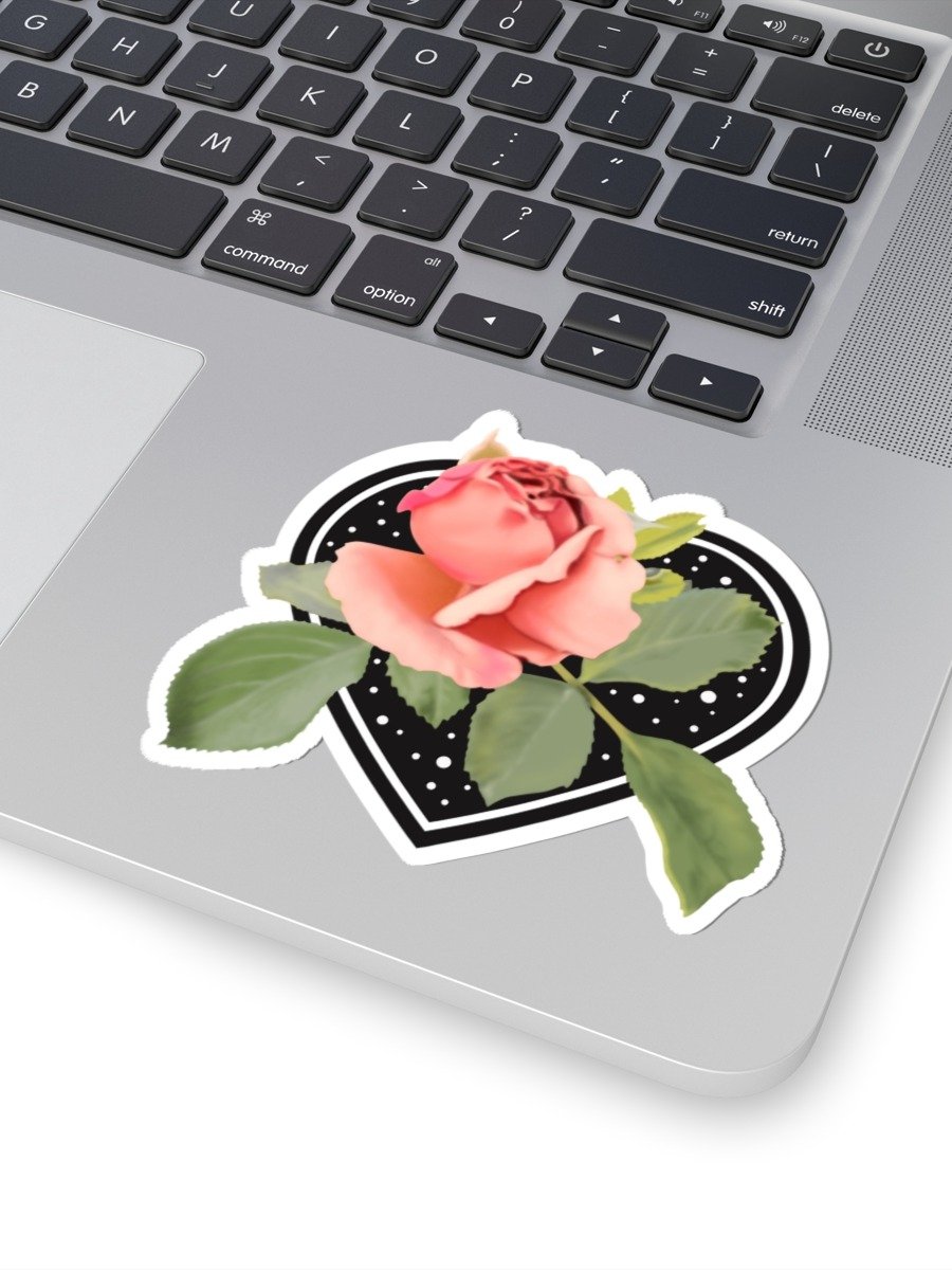 Peach Rose Black Heart Vinyl Decal – Krita Airbrush Art Kiss-Cut Sticker product image (1)