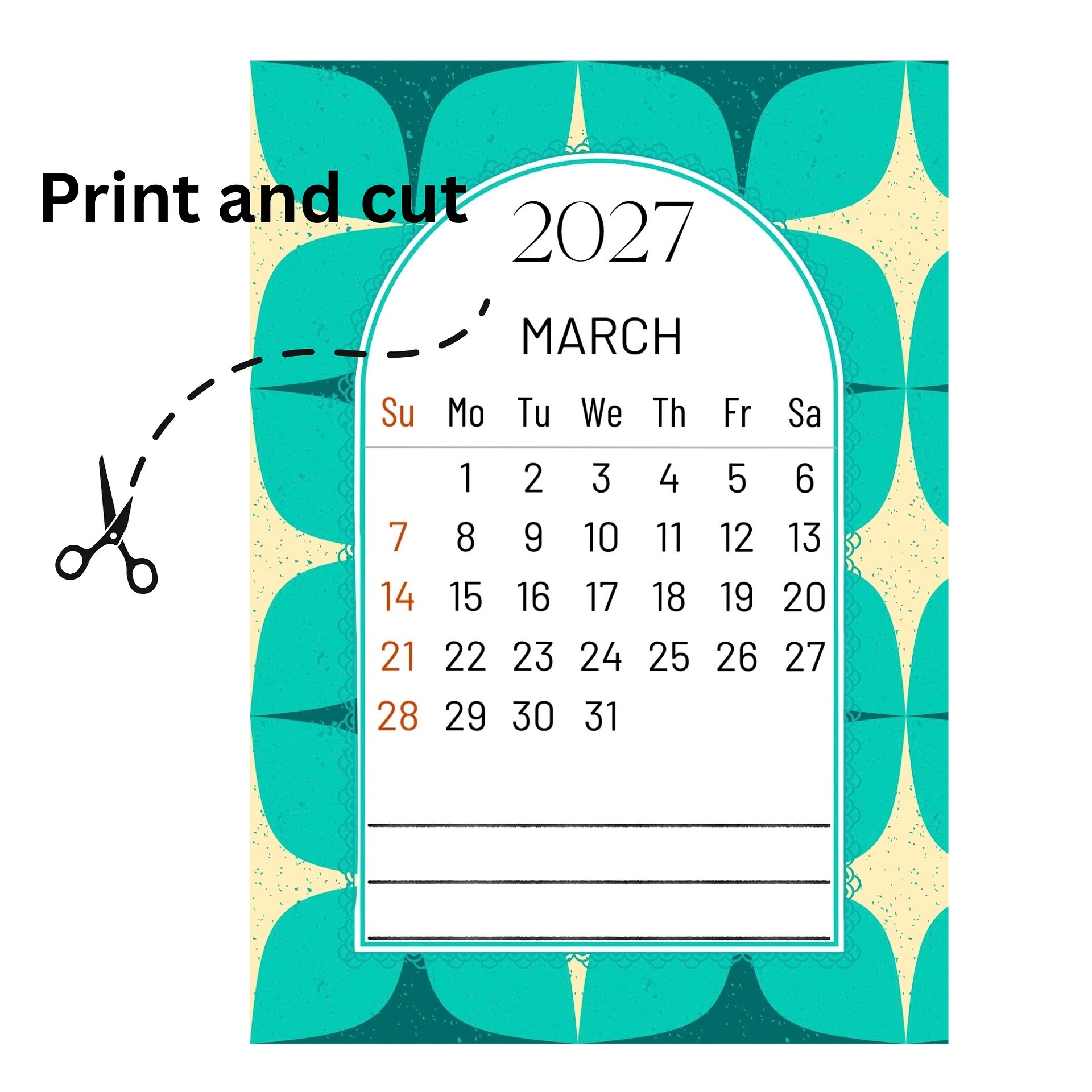 2027 Mini Desk Calendar Teacher's Gift Small Printable Monthly Dates with Easel product image (3)