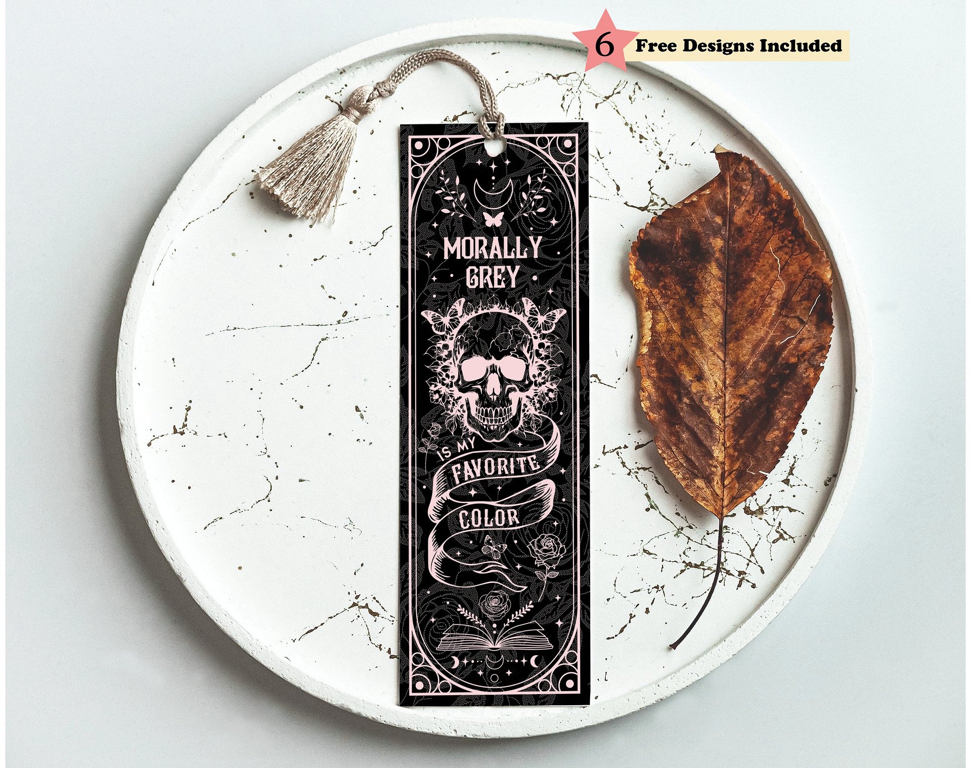 Smut Bookmark Dark Romance Witchy Morally Grey Boho Black Pink PNG, Printable Bookmarks, Smutty Bookish, Digital Download, Gift for Reader product image (1)