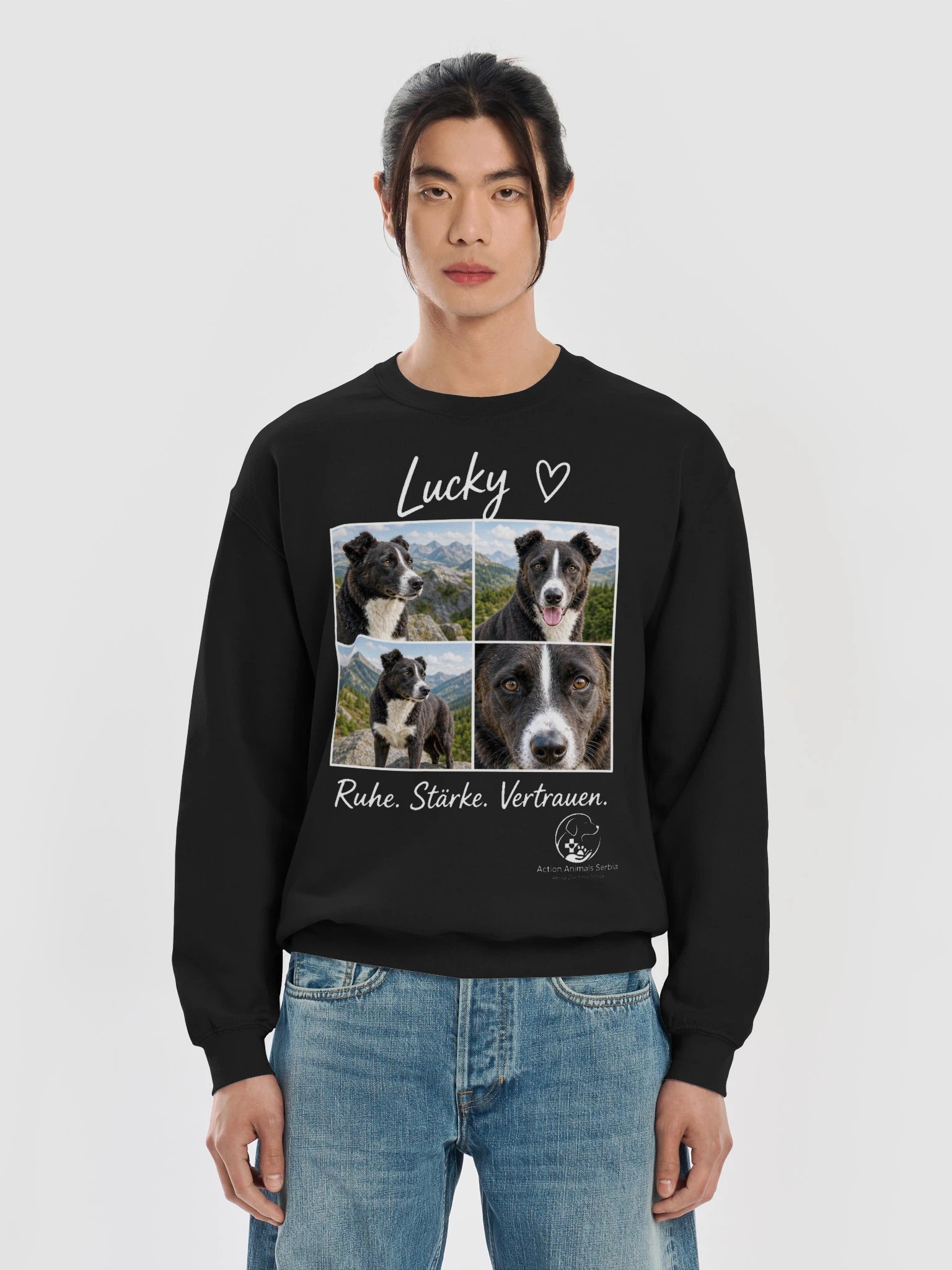 Lucky – Ruhe. Stärke. Vertrauen. | Vier-Bilder-Crewneck product image (16)