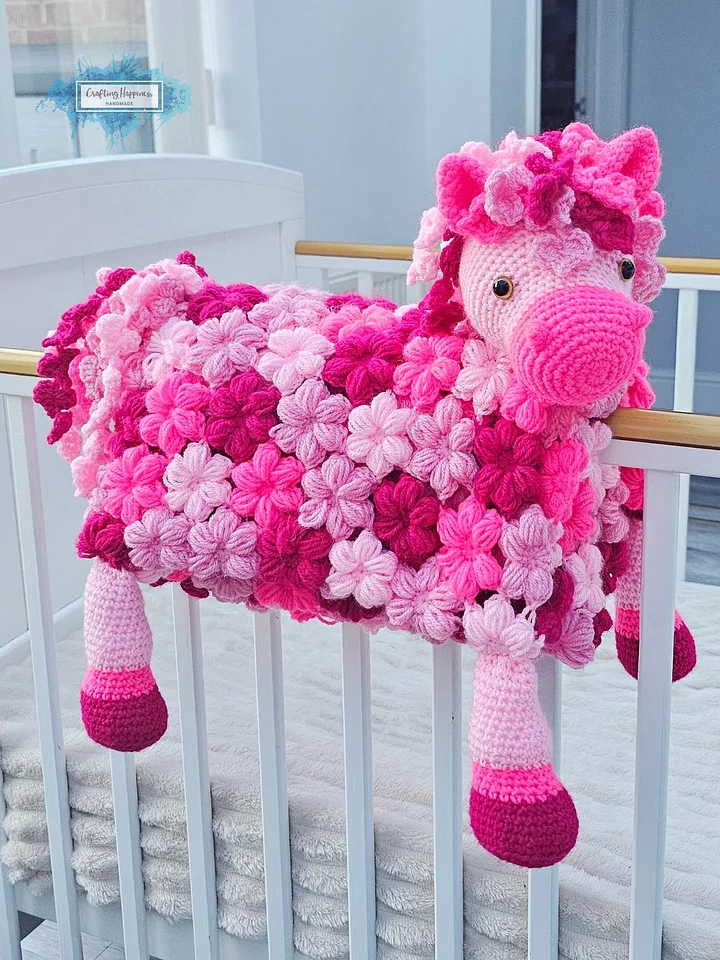 Pink Pony Baby Blanket Crochet Pattern | Folding Farm Horse Toy (PDF) product image (1)