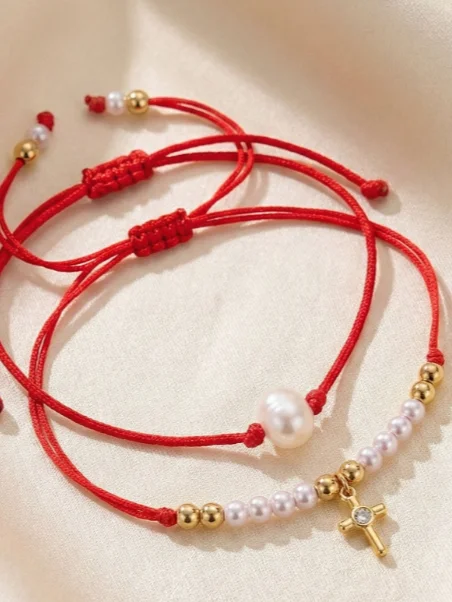 Bracelet Croix & Perles - Acier Inoxydable product image (1)