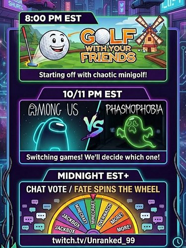 Be sure to clear up your schedule tonight at 8pm EST for tonight’s birthday stream/ appreciation. Twitch @Unranked_99 🥳🎉😁