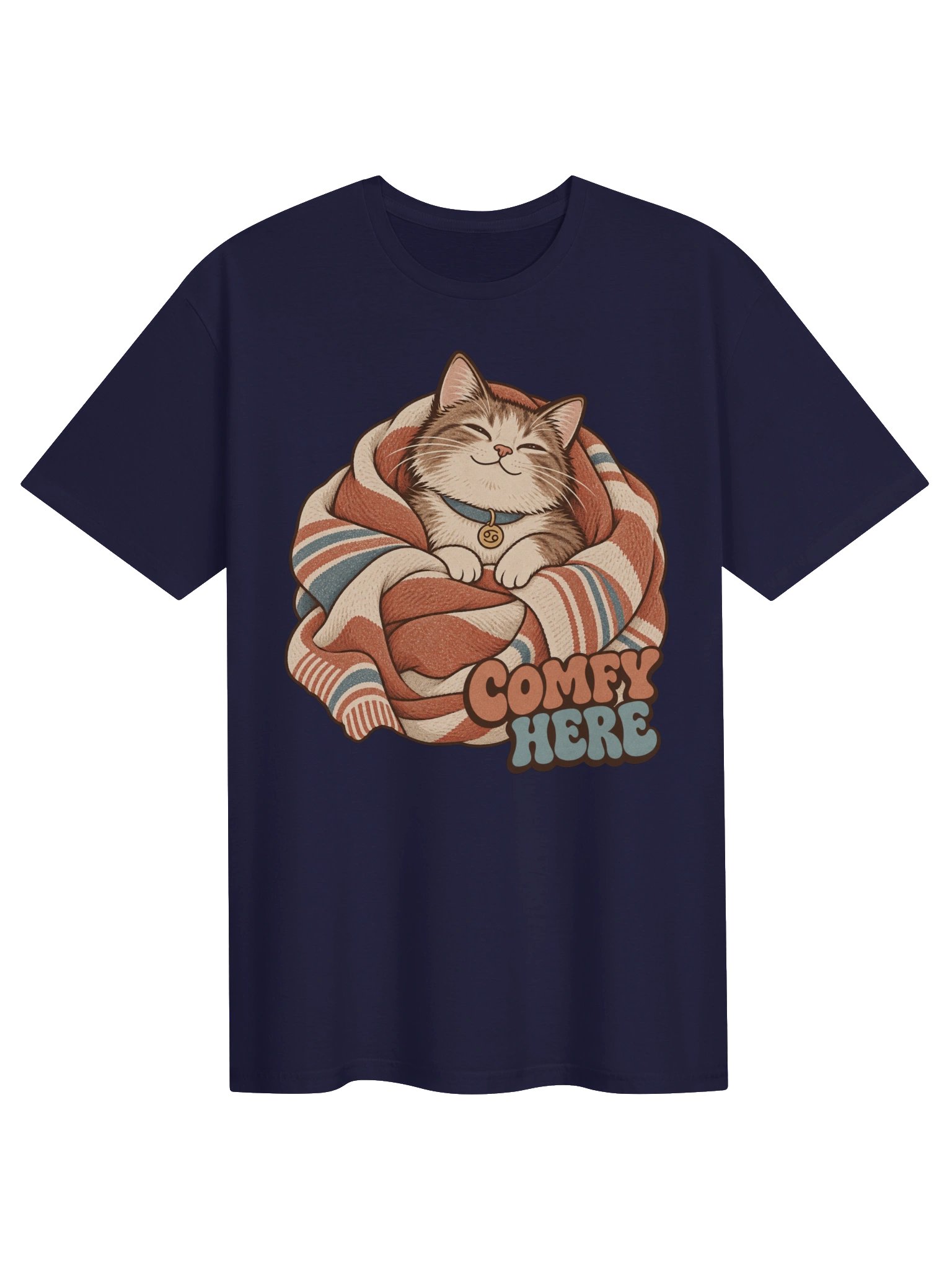Cancer Comfy Here Cat Zodiac T-Shirt product image (1)