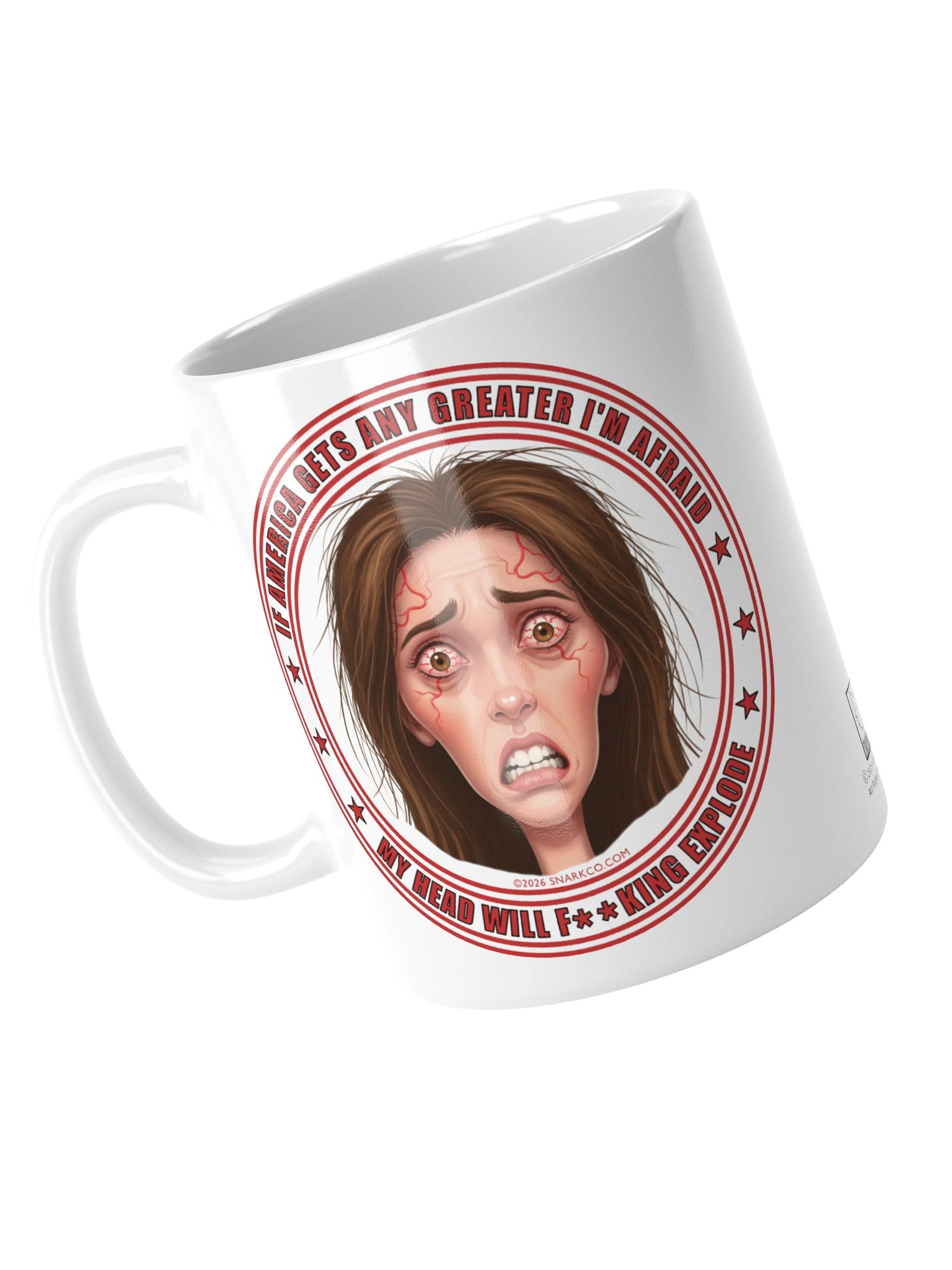 Political message white ceramic mug says: "If America Gets Any Greater My Head Will F**king Explode" product image (10)
