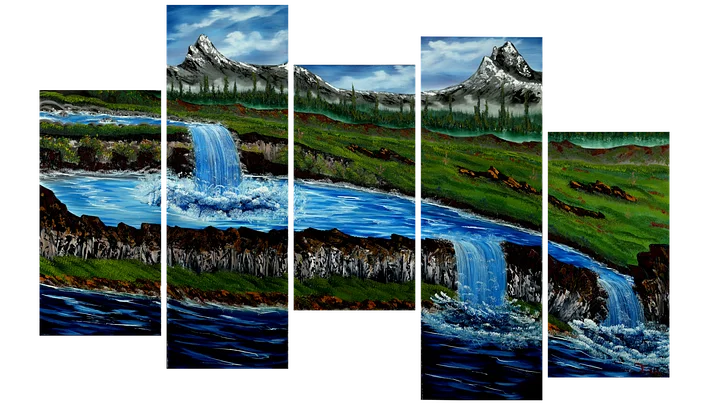 The Mountains Waterfall (Original) Multi Canvas (3) 12x24 | (2) 12x36 product image (1)