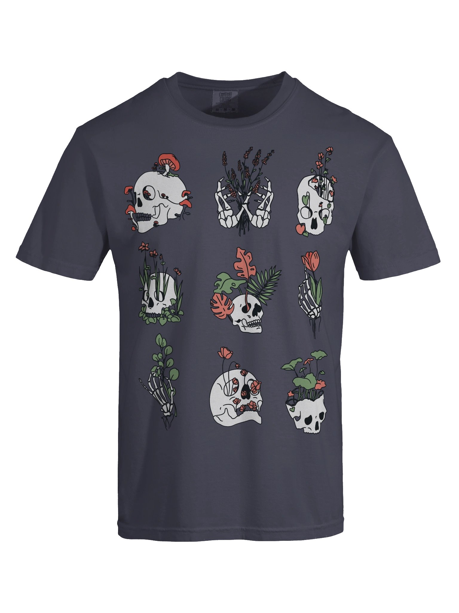 Botanical Skull Shirt – Floral Skeleton Aesthetic Graphic Tee, Gothic Nature Illustration product image (26)