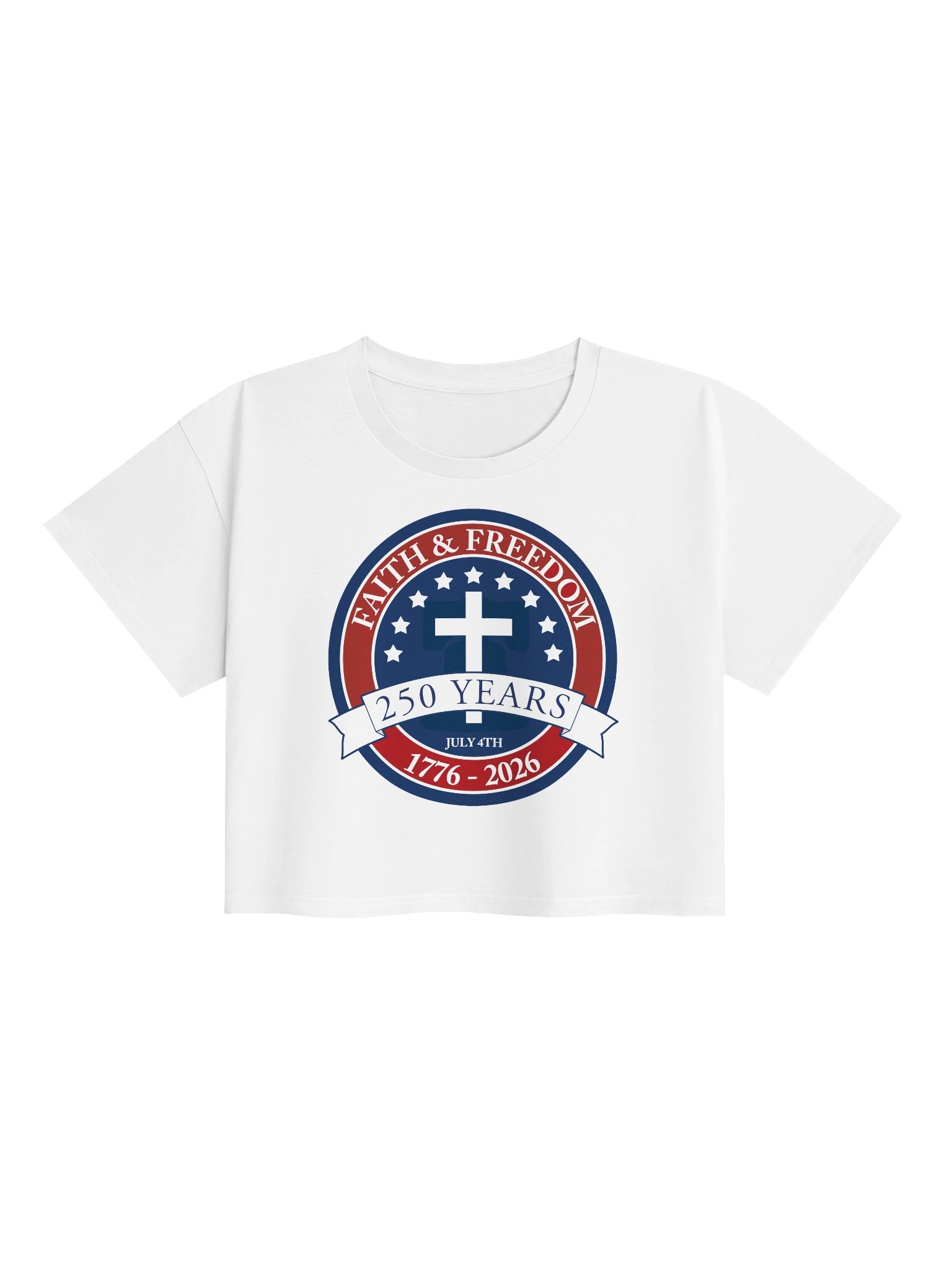 Faith & Freedom 250 Women’s Crop — Crest Edition product image (1)