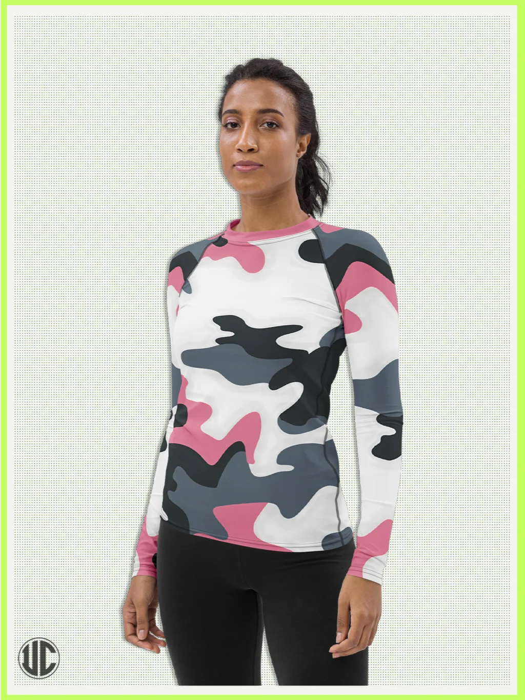 Bubblegum Pink Urban Camo - Women’s Rash Guard product image (6)