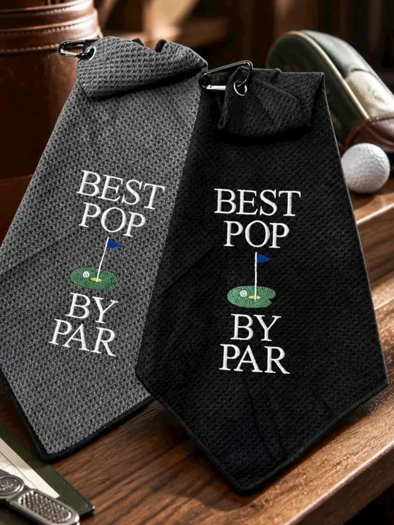 Embroidered Microfiber Golf Towel – "Pop by Par" Gift for Grandpa product image (1)
