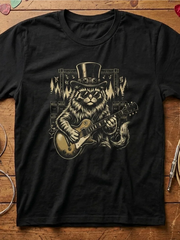 Slash Cat Guitar T-shirt | Funny Rock Music Guitar Tee product image (1)