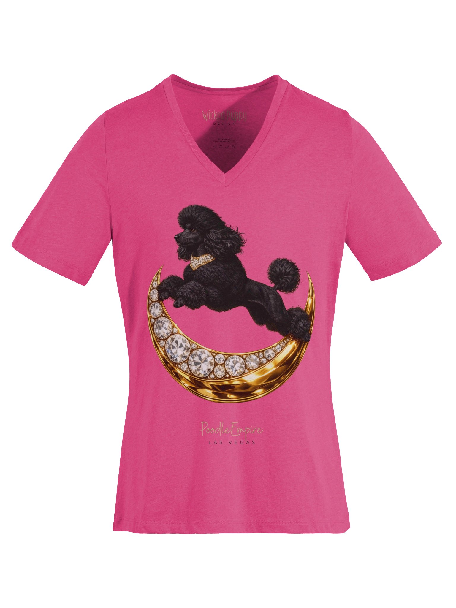 Moon Black Poodle V-Neck Tee Light | Poodle Empire product image (2)