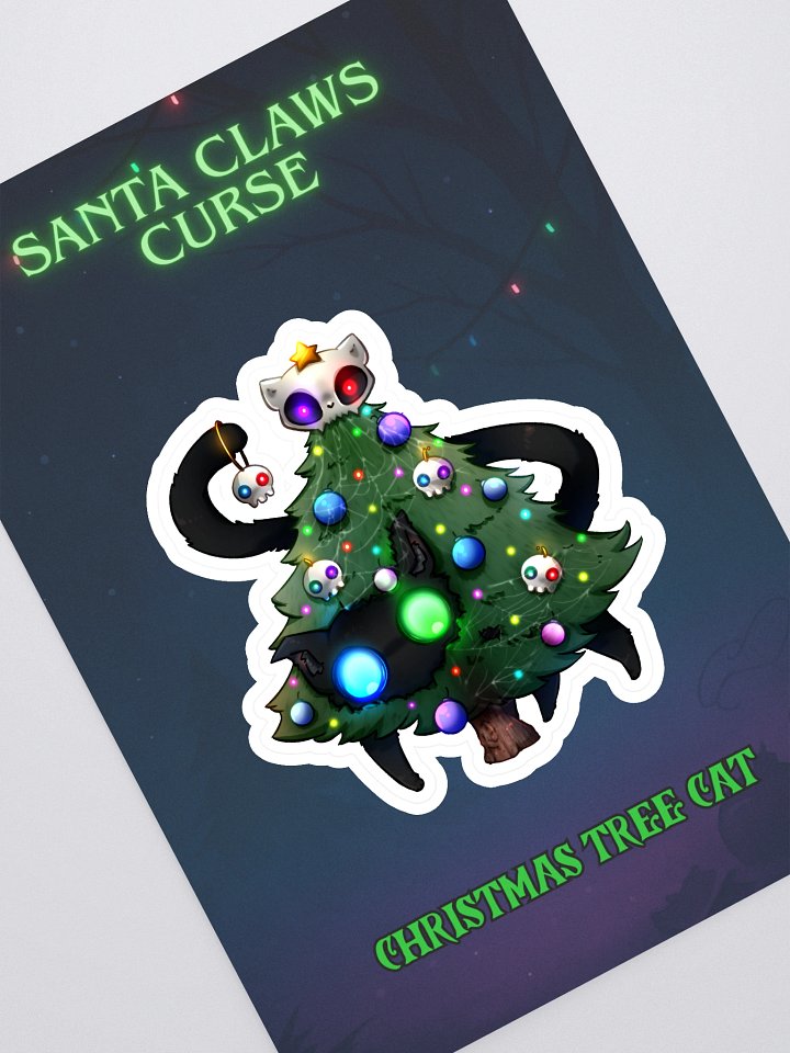 Santa Claws Curse | Christmas Tree Cat Sticker product image (1)