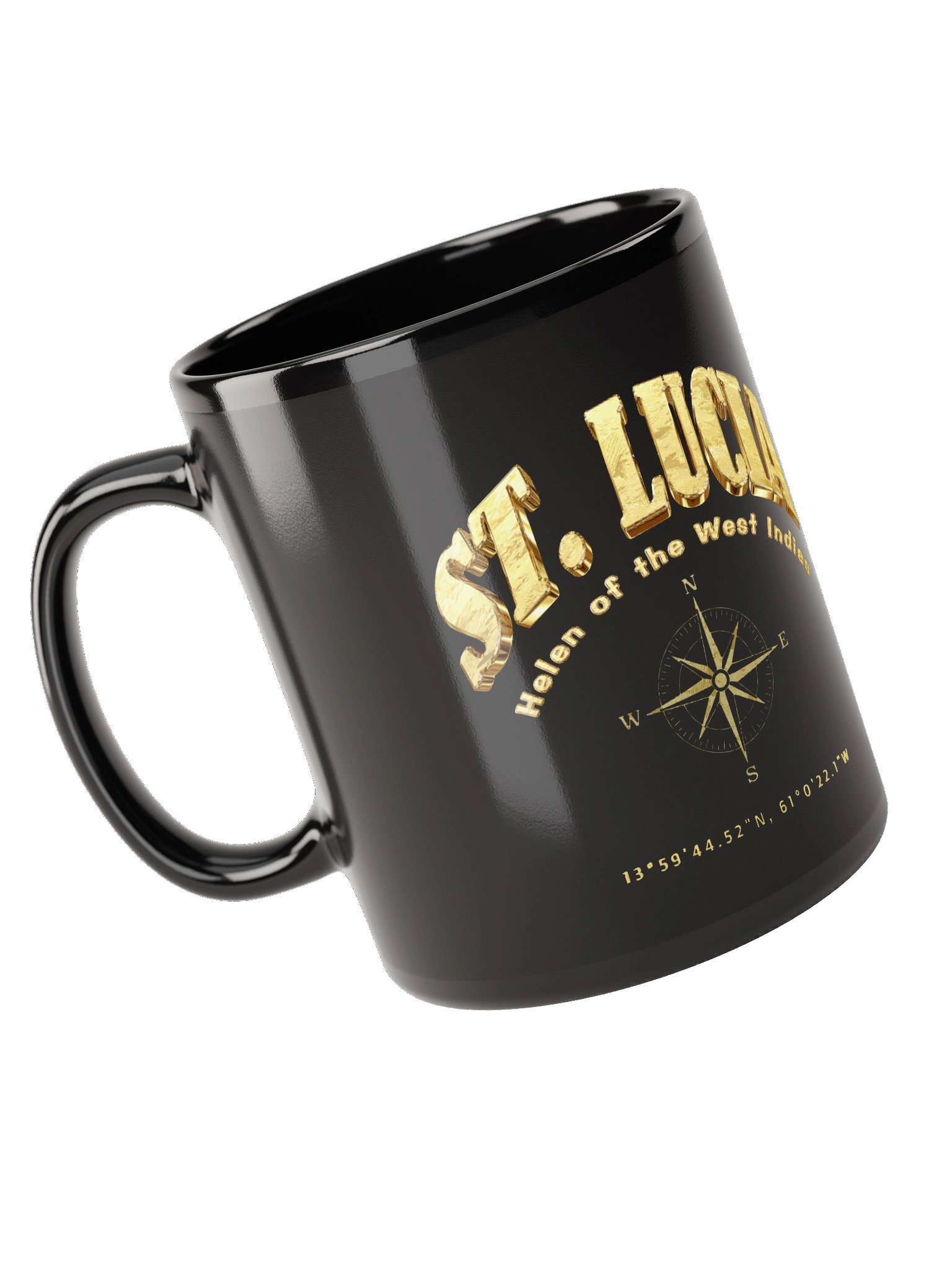 Compass - St. Lucia - Vintage Gold | Black Glossy Mug product image (10)