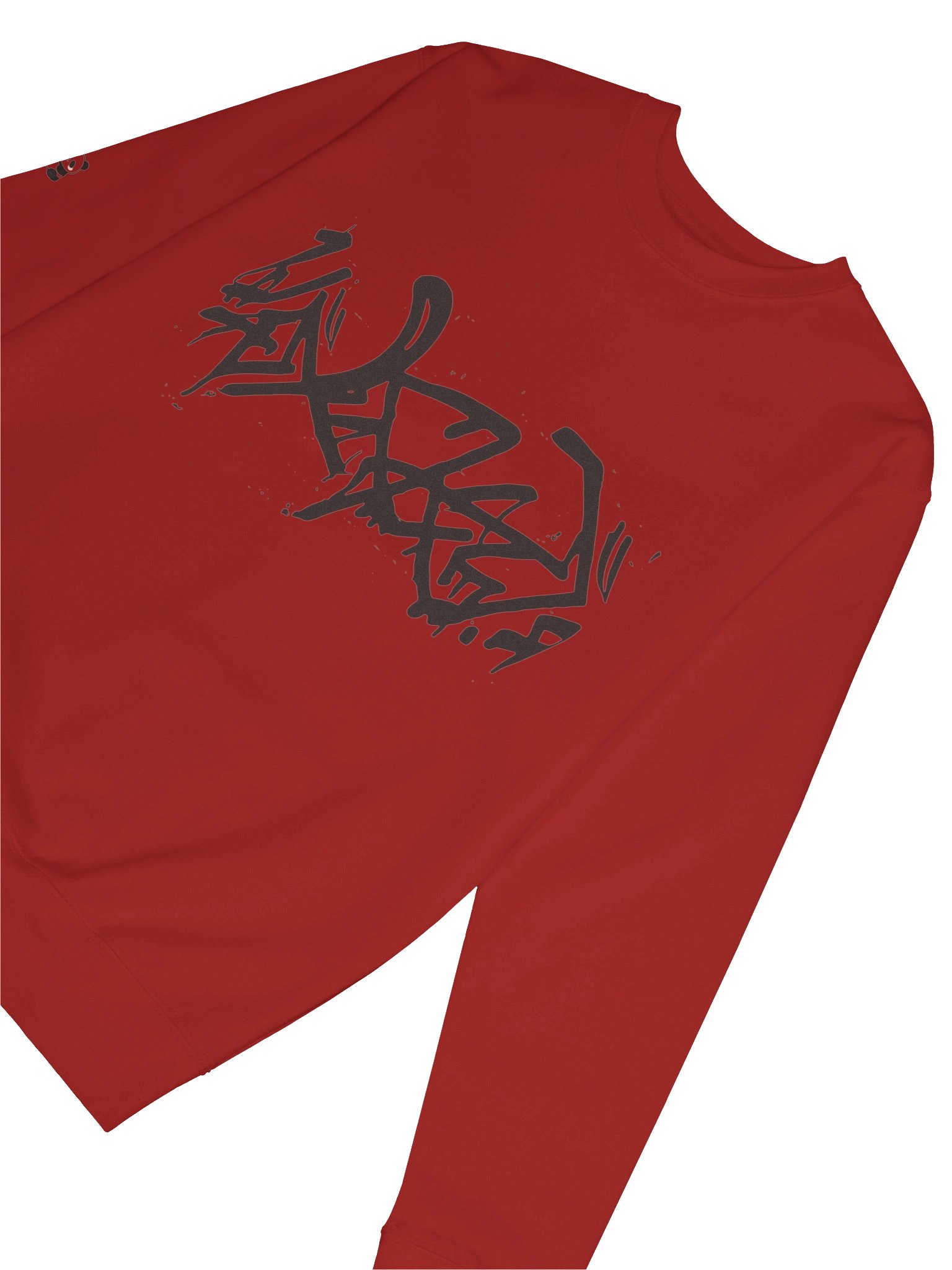 Hidenza Graffiti Tag Sweatshirt – Red Oversized Streetwear Crewneck with Panda Sleeve Detail product image (6)