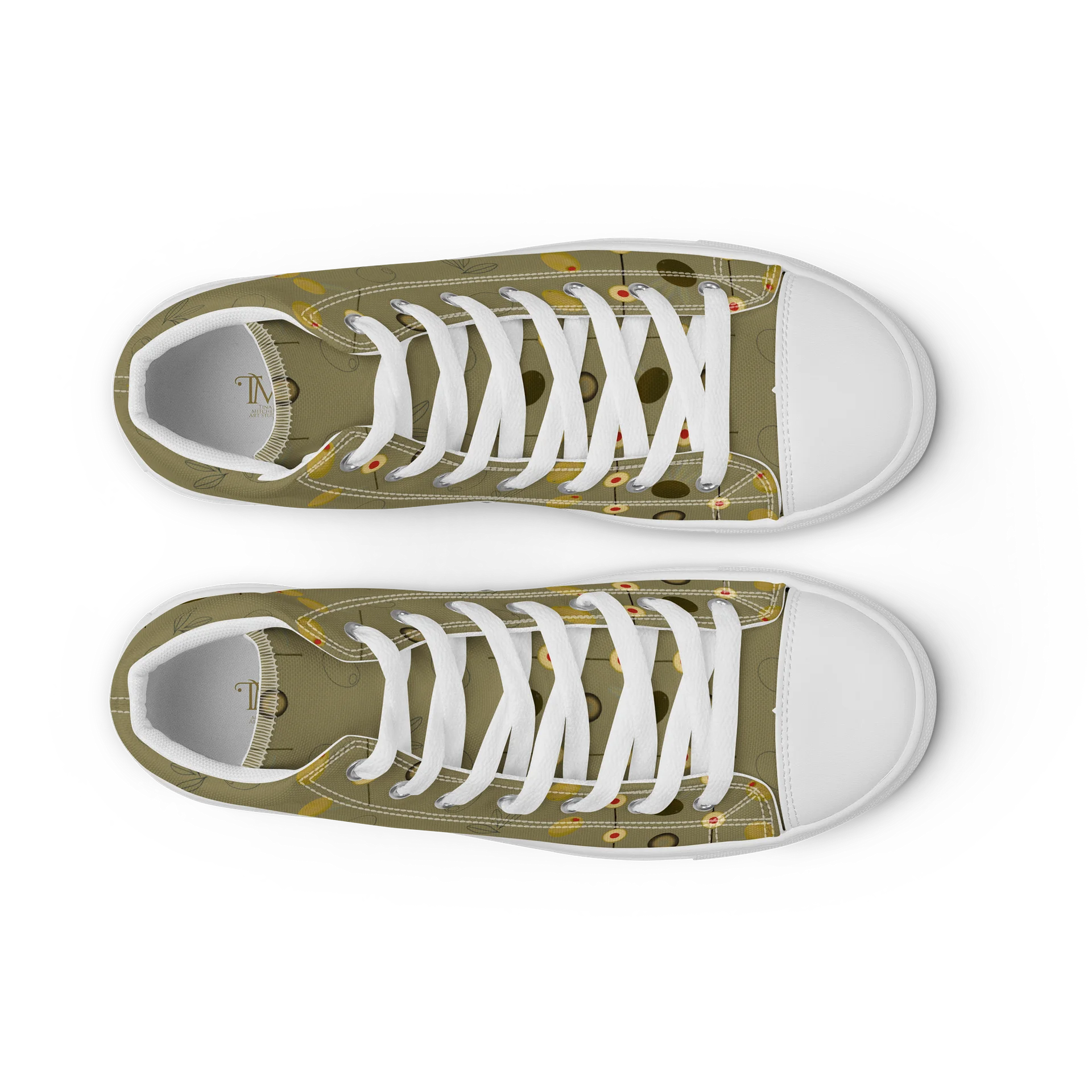 Olive Geometry Women's High Top Canvas Shoes – Olive product image (20)