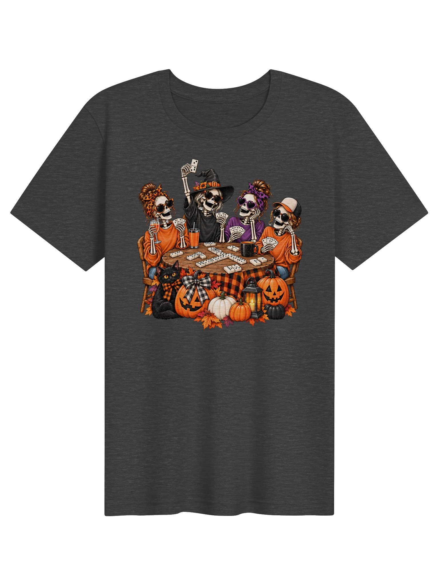 Halloween Skeleton Domino Night T-Shirt | Spooky Game Night Tee product image (4)
