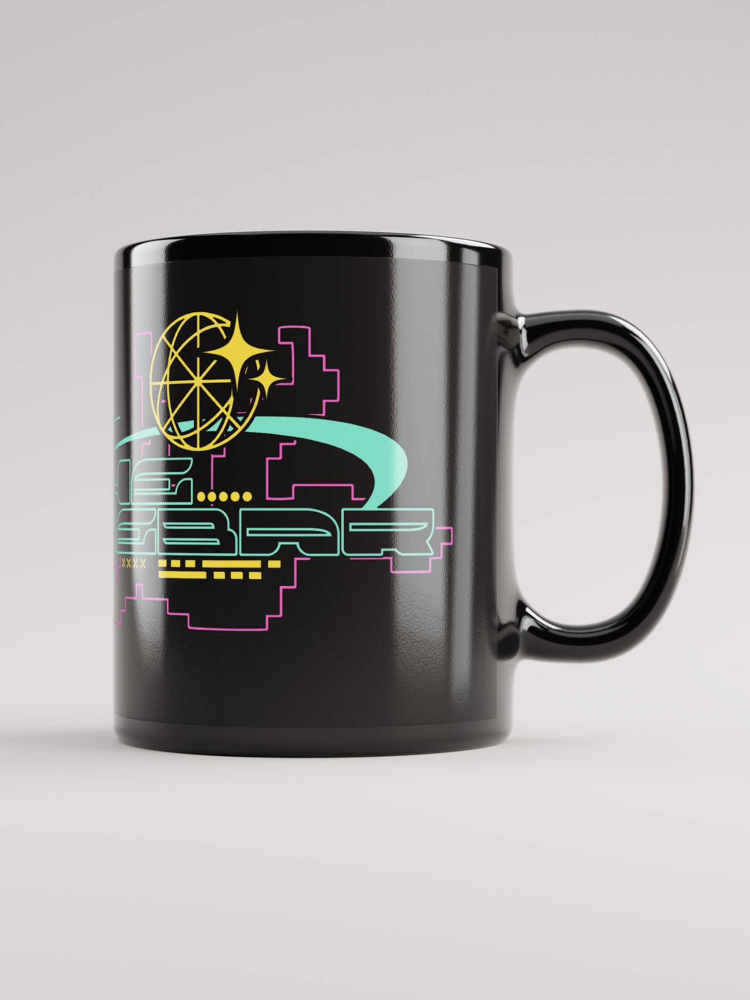 Cyberpunk inspired The SpaceBar sign mug black product image (1)