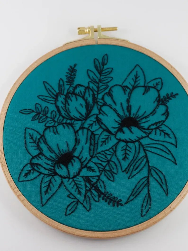 PDF hand embroidery pattern - Floral Bouquet, flower embroidery tutorial, digital stitch guide product image (5)