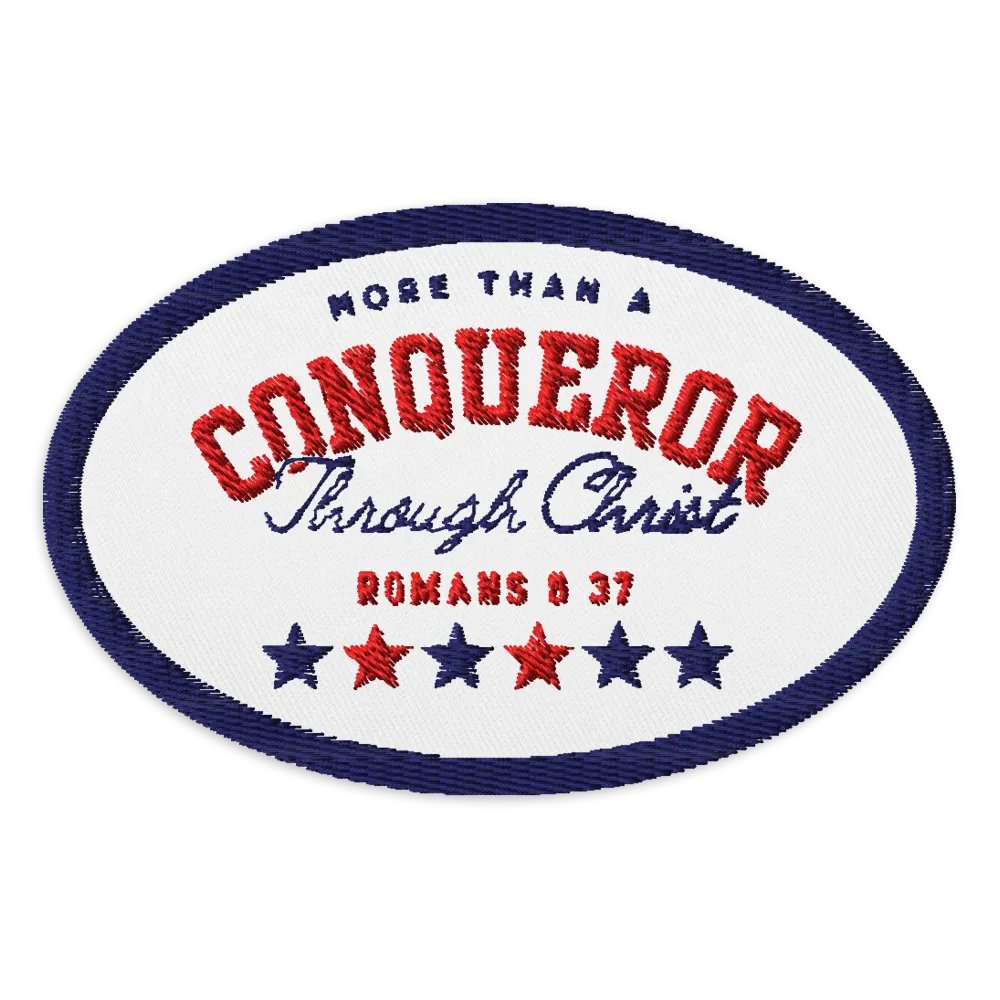 More Than a Conqueror Denim Patch product image (1)