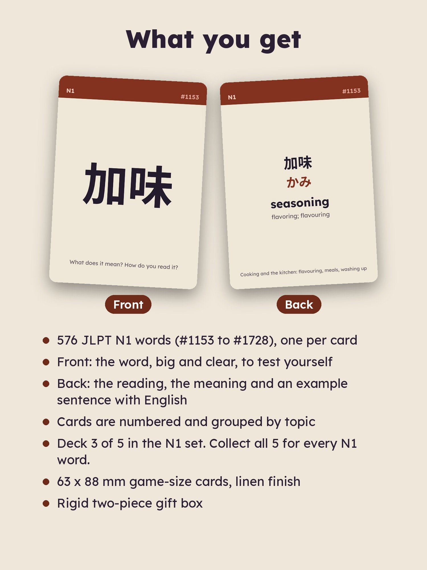 Japanese Flash Cards: JLPT N1 Vocabulary Deck 3 of 5, Words 1153 to 1728 (zombie.cat) product image (2)