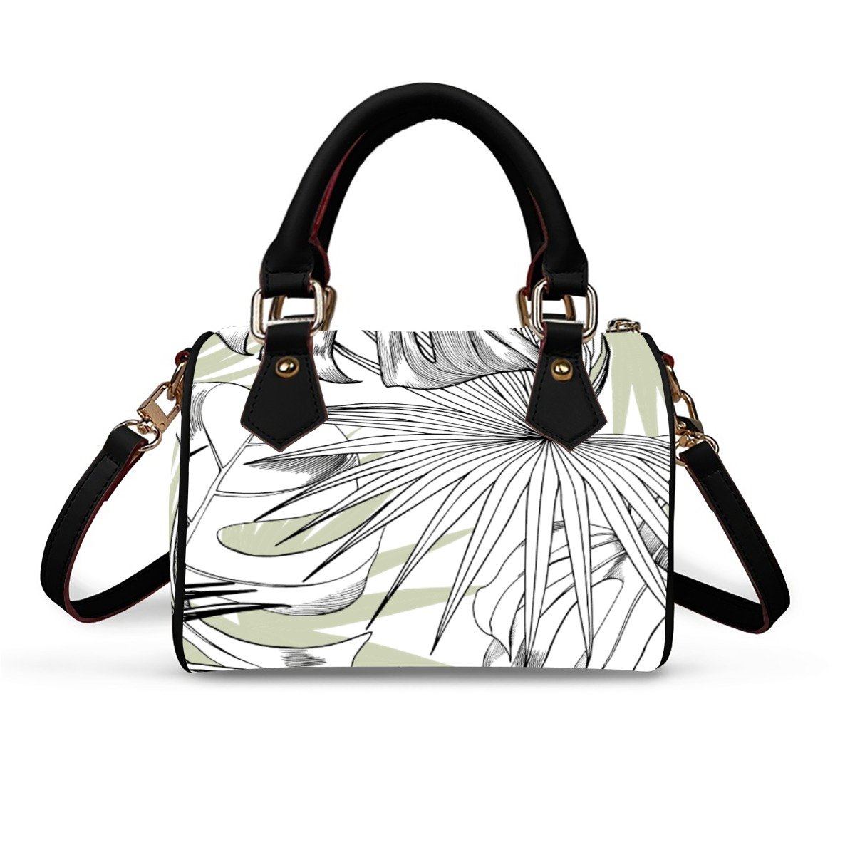 Botanical Line Art Satchel Leather Handbag product image (1)