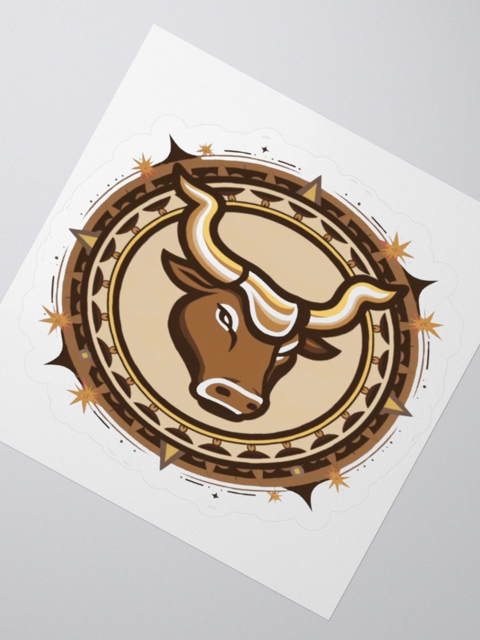 Taurus Zodiac Sticker - Bull with Celestial Border - Premium Vinyl product image (5)