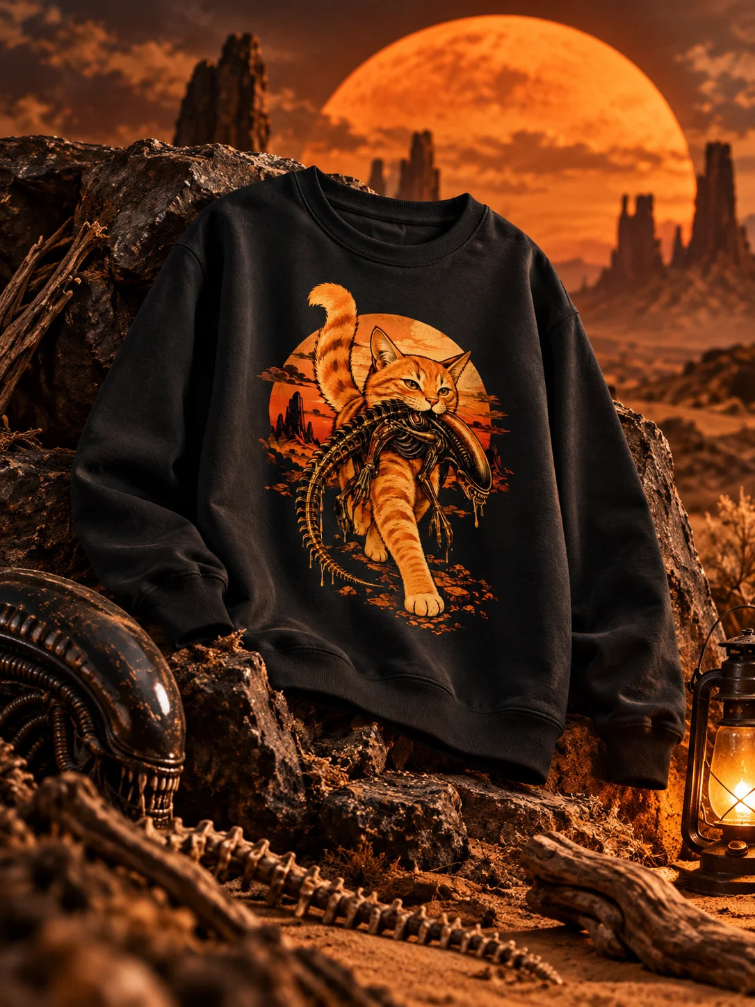 Vintage Orange Tabby Cat Sweatshirt 🐈 Retro Cat Graphic Crewneck product image (1)