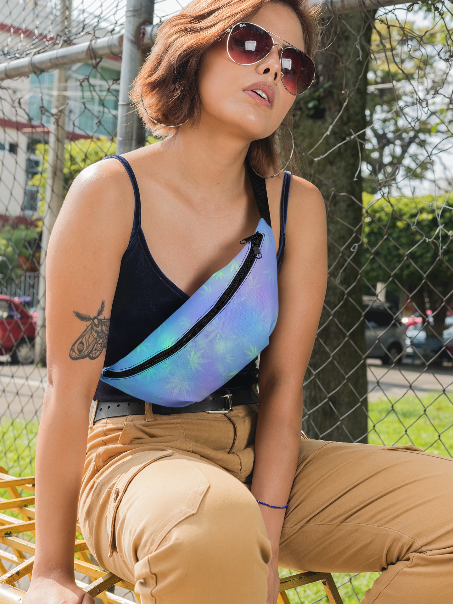 Pastel Cannabis Leaf Fanny Pack – Chill Style on the Go product image (1)