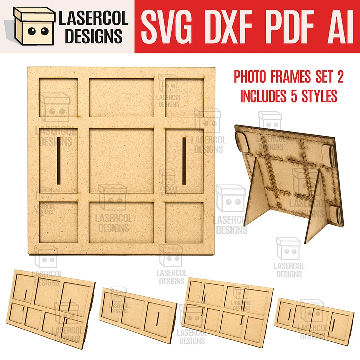 Photo Frames Set 2 (5 Styles) - Laser Cut Files product image (1)