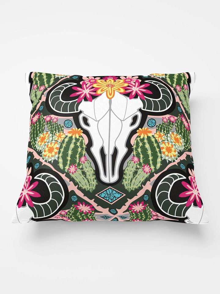 Western Americana Cacti Cow Pillow | by Monique Faella Designs™ | All-Over Print Pillow | Classic Comfort | Machine-Washable | Hidden Zipper | 100% Polyester product image (1)