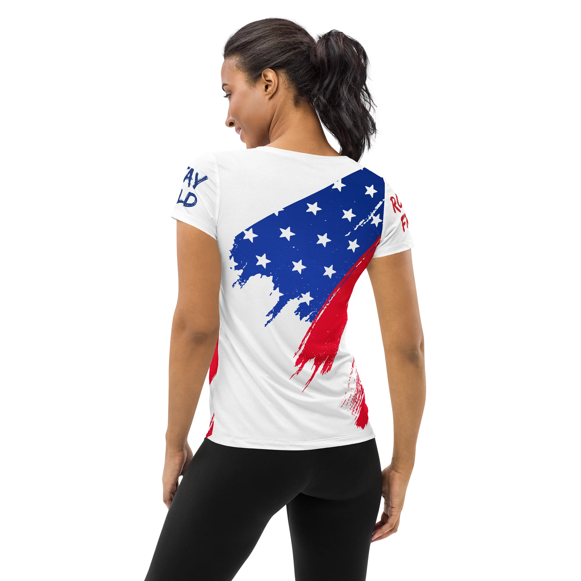 Roam Free • Stay Wild – Patriotic Women’s Flag Adventure Shirt product image (1)