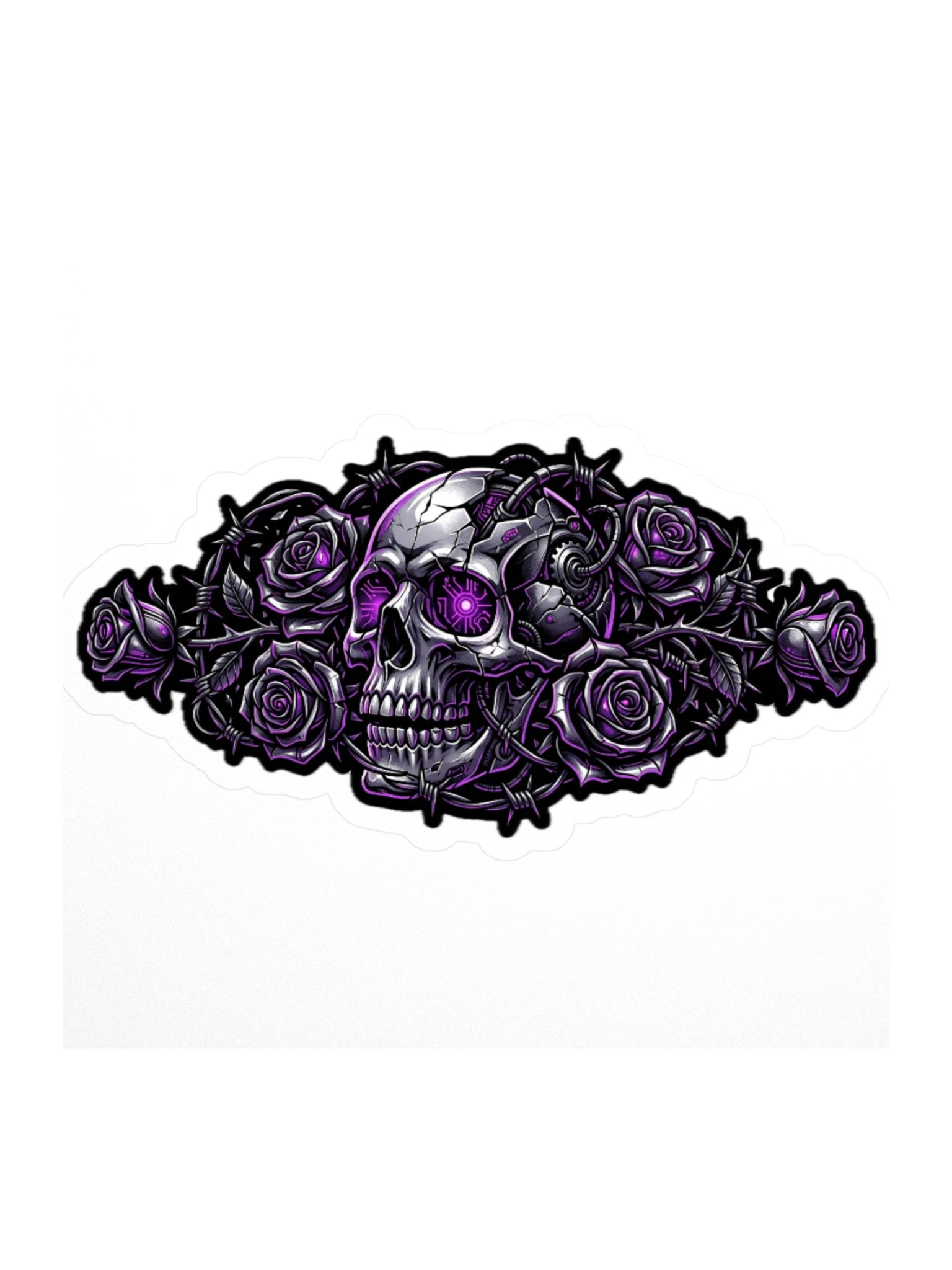 Cyber Rose Skull Kiss Cut Sticker product image (2)