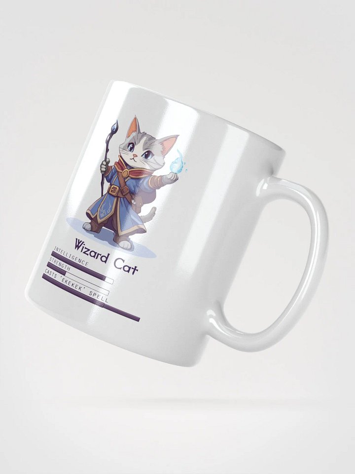 RPG Wizard Cat white ceramic mug 11oz 15oz 20oz for gamers and cat lovers product image (4)