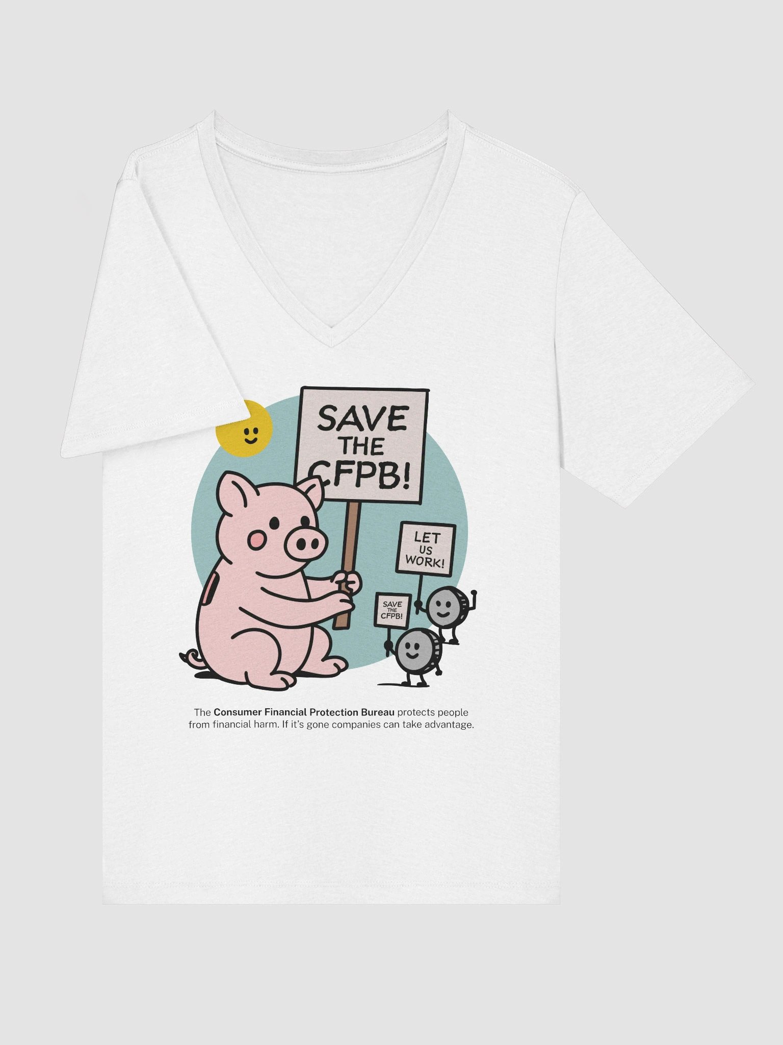 CFPB Piggy Bank Picket Women's Cut V-Neck T-Shirt product image (17)