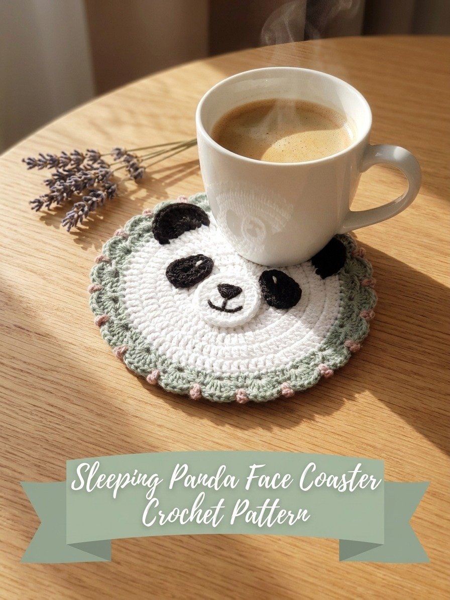 Panda Face Crochet Coaster Pattern product image (4)