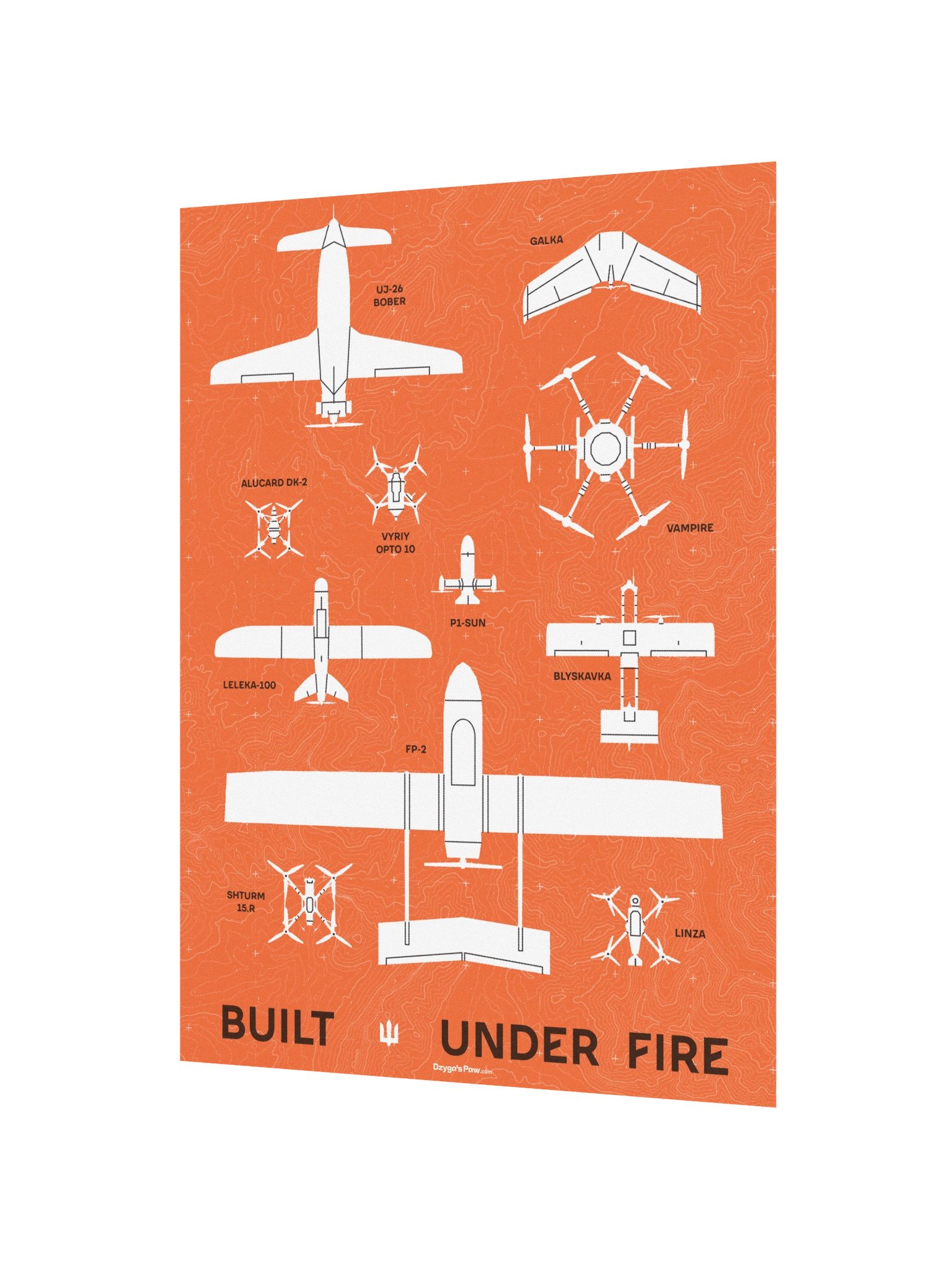 Dzyga's Paw Built Under Fire Poster (12"x16" | Orange) product image (2)