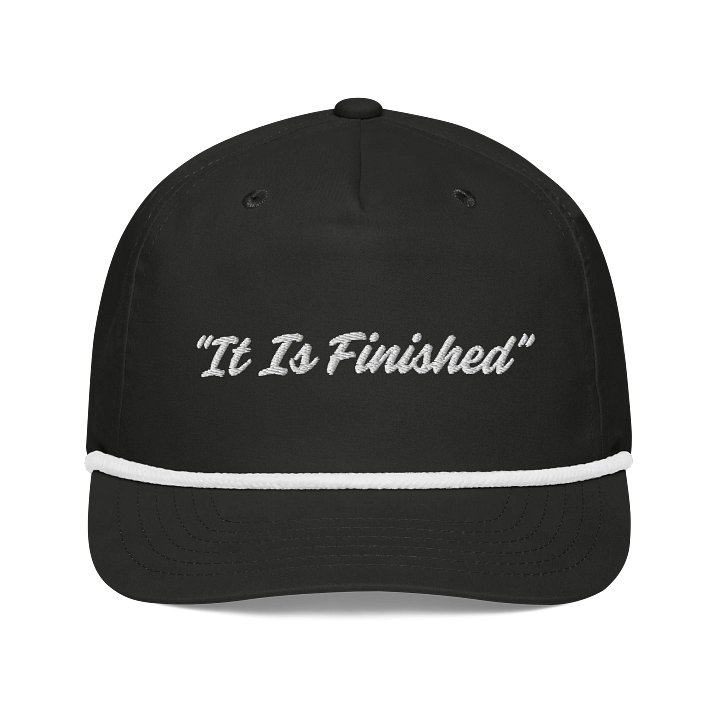 It Is Finished Hat – Minimal Christian Statement Rope Hat product image (1)