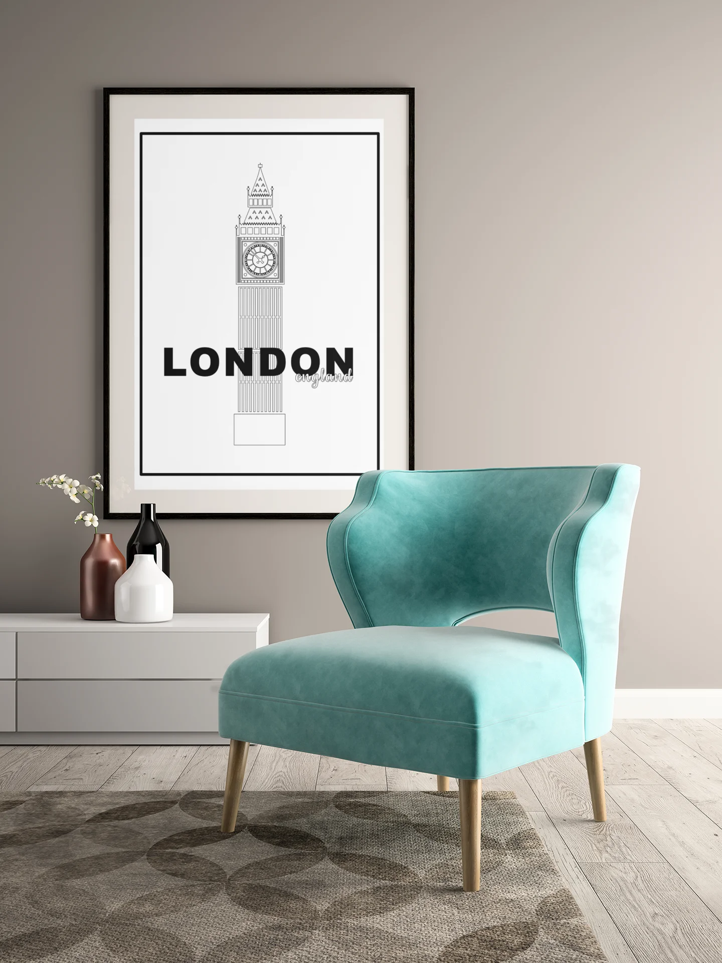 Big Ben Clock Tower Line Art Poster, London England Landmark Illustration, Classic Black and White Urban Decor, Chic Travel-Themed Art product image (4)