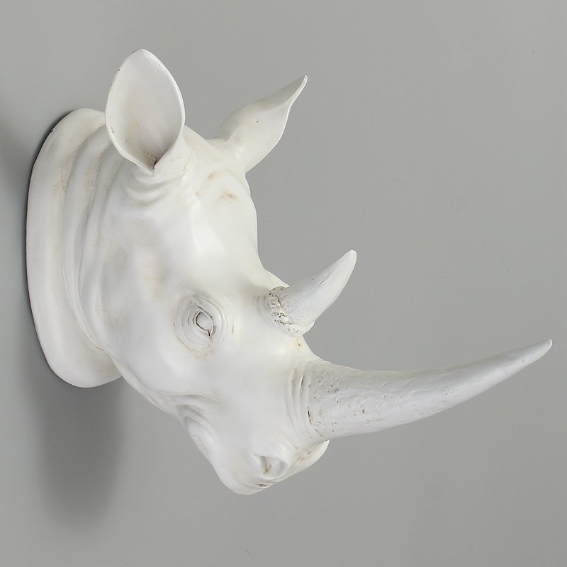 Faux Taxidermy Rhino Head Wall Decor — Resin Animal Sculpture | Modern Animal Head Wall Mount for Home & Hotel product image (5)