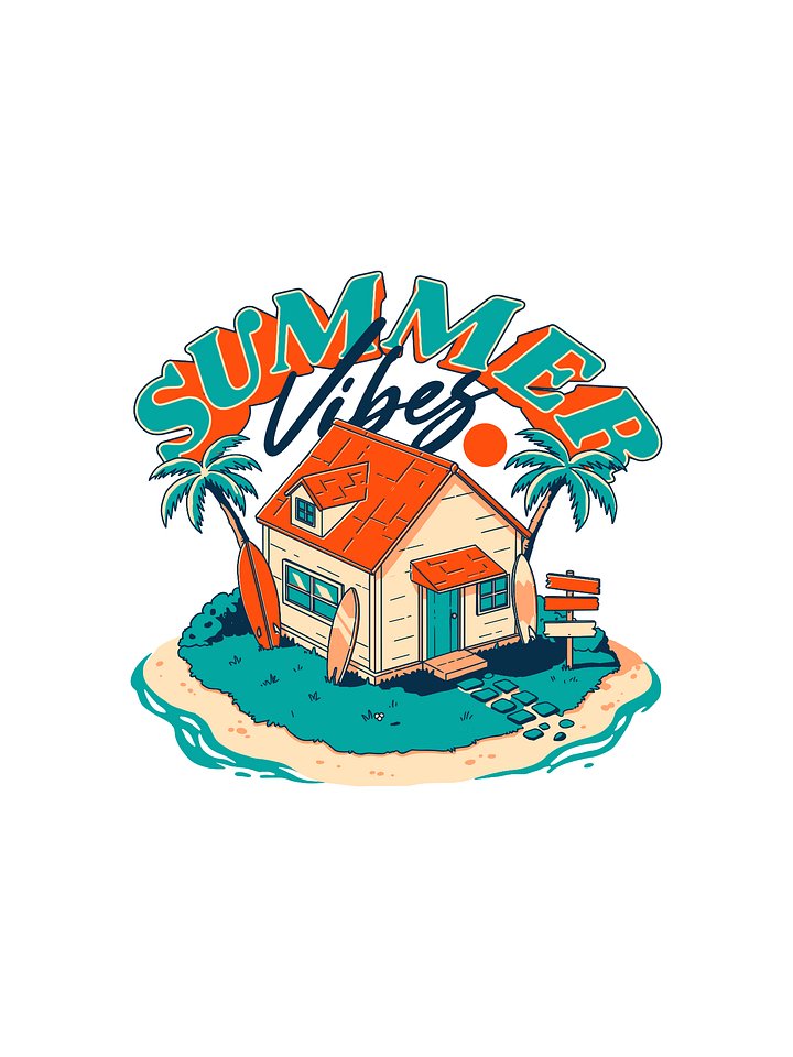 Summer Vibes – Beach House Island Surf Shack Retro Illustration Print product image (1)