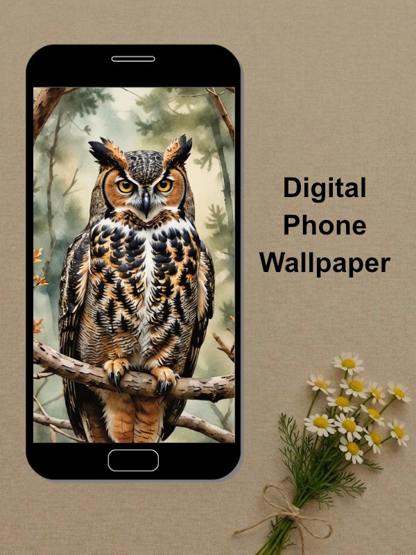 Great Horned Owl Phone Wallpaper product image (1)