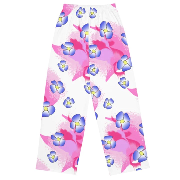 Blue Flowers on Pink Wideleg Pants product image (1)