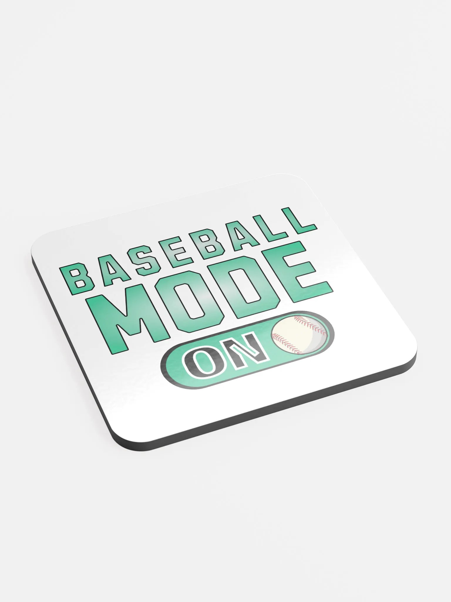 Baseball Mode On Glossed Cork Coaster product image (3)
